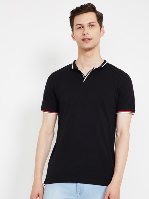 

Fame Forever by Lifestyle Men Black Solid Polo Collar T-shirt