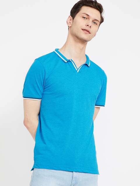 

Fame Forever by Lifestyle Men Blue Solid Polo Collar T-shirt