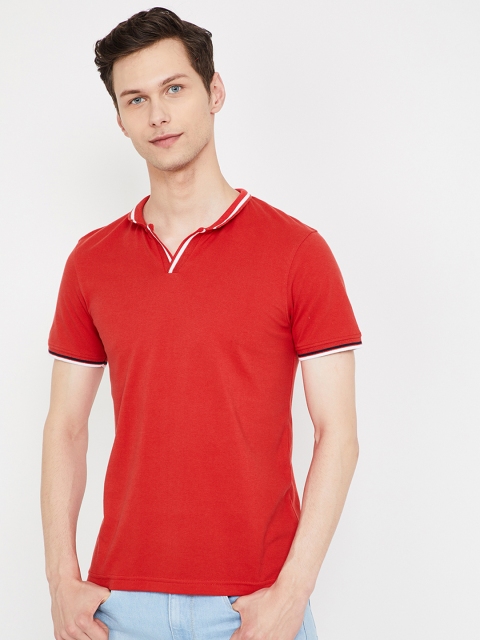 

Fame Forever by Lifestyle Men Red Solid Polo Collar T-shirt