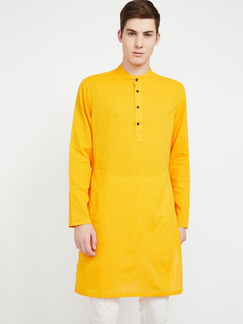 

Melange by Lifestyle Men Yellow Woven Design Straight Kurta