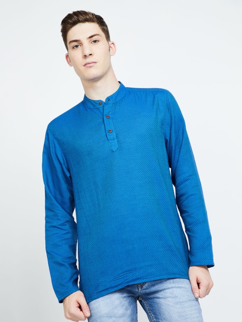 

Melange by Lifestyle Men Turquoise Blue Printed Straight Kurta
