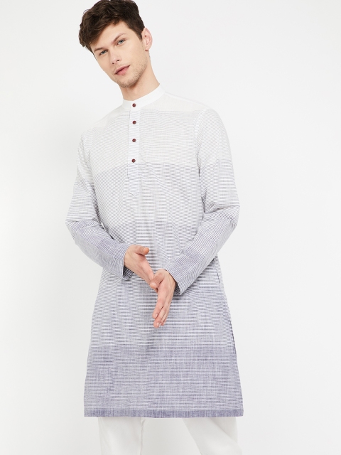 

Melange by Lifestyle Men Blue & White Striped Straight Kurta
