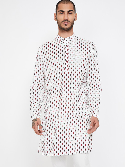 

Melange by Lifestyle Men White Printed Straight Kurta