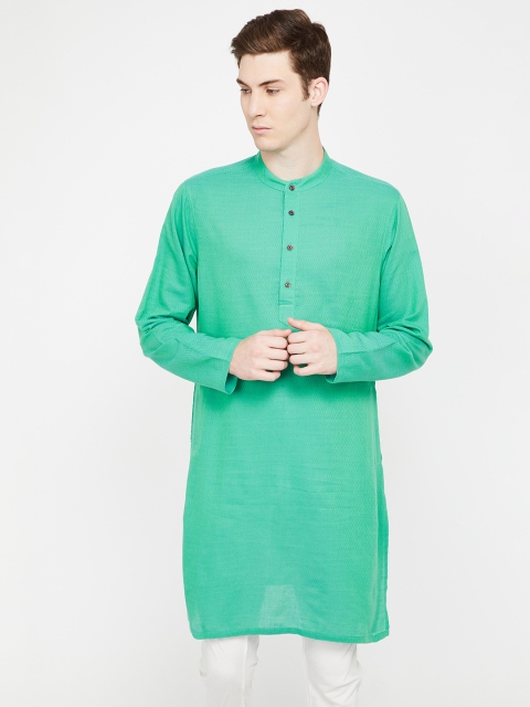

Melange by Lifestyle Men Green Woven Design Straight Kurta