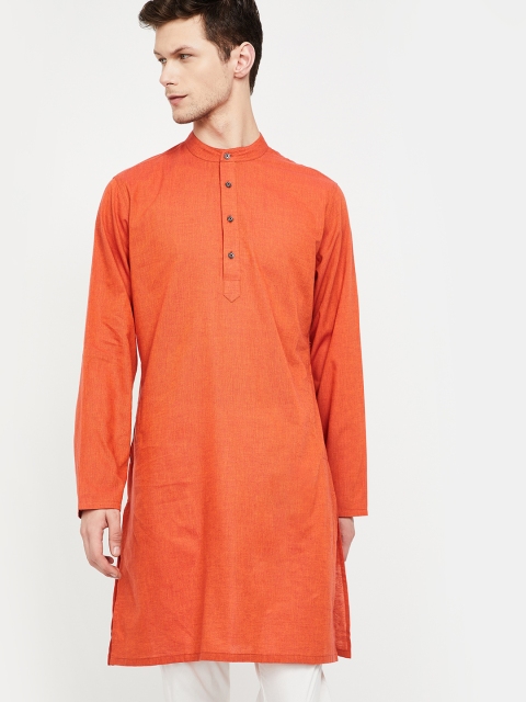 

Melange by Lifestyle Men Orange Solid Straight Kurta