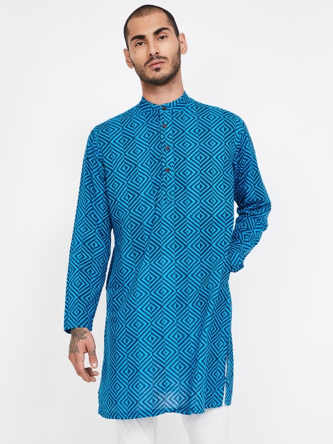 

Melange by Lifestyle Men Teal Blue Printed Straight Kurta