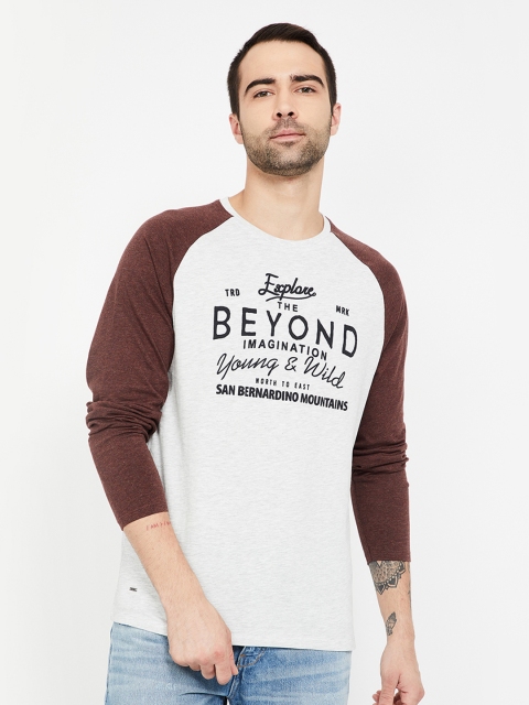 

Forca by Lifestyle Men Grey & Brown Printed Round Neck T-shirt