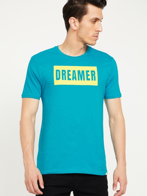 

Forca by Lifestyle Men Teal Blue Printed Round Neck T-shirt