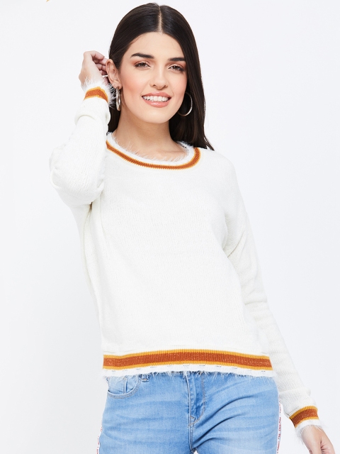 

Ginger by Lifestyle Women Off-White Solid Pullover Sweater