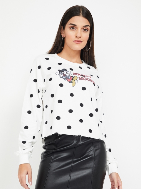 

Ginger by Lifestyle Women Off-White & Black Mickey Mouse Printed Sweatshirt
