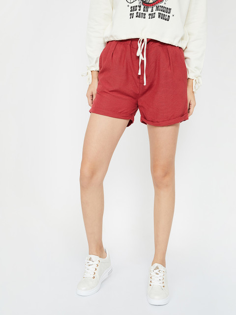 

Ginger by Lifestyle Women Rust Red Solid Regular Shorts