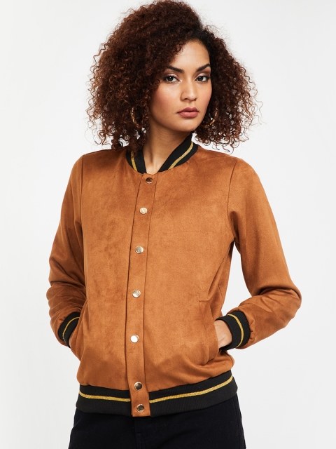 

Ginger by Lifestyle Women Brown Solid Bomber Jacket