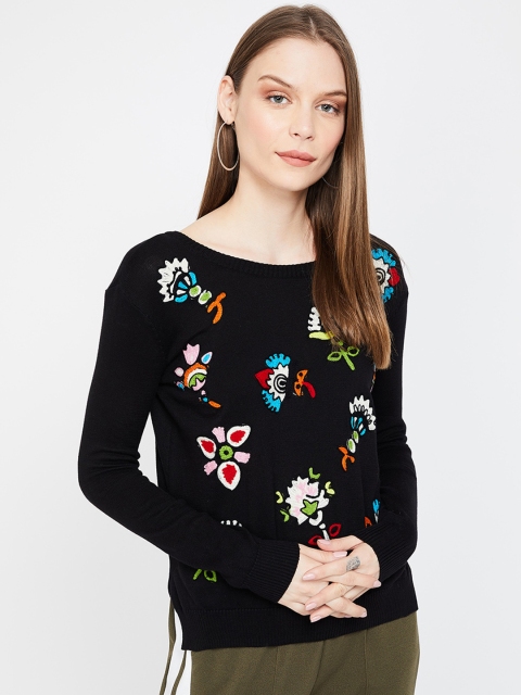 

Ginger by Lifestyle Women Black Embroidered Sweatshirt