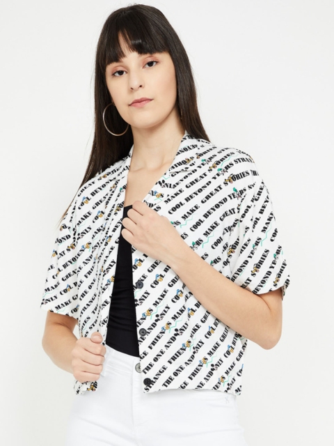 

Ginger by Lifestyle Women White & Black Regular Fit Printed Casual Shirt