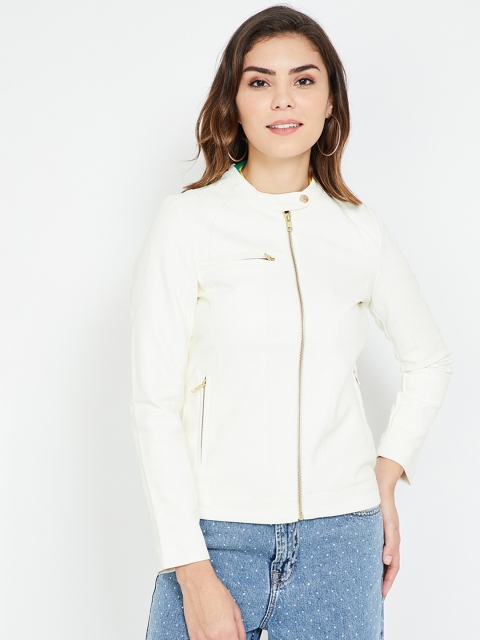 

Ginger by Lifestyle Women Off-White Solid Jacket