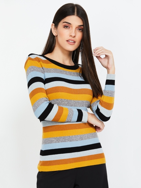 

Ginger by Lifestyle Women Multicoloured Striped Sweatshirt, Multi