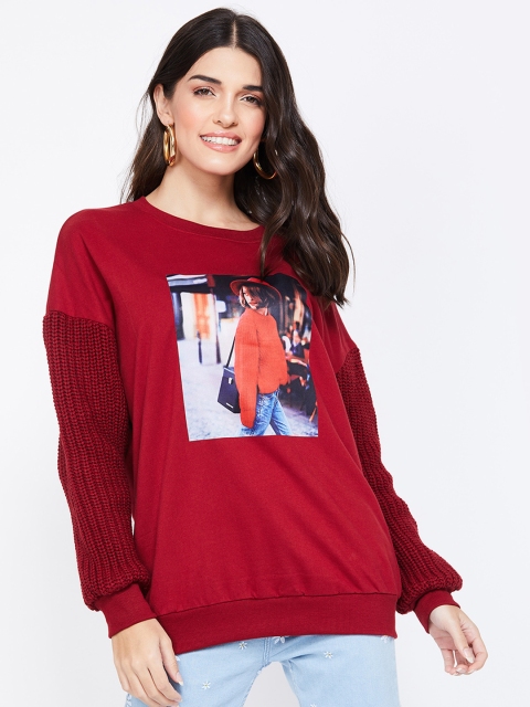 

Ginger by Lifestyle Women Red & Blue Printed Sweatshirt