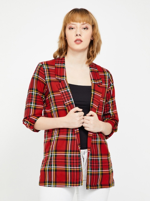 

Ginger by Lifestyle Women Red Checked Tailored Jacket