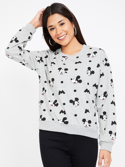 

Ginger by Lifestyle Women Grey Melange Printed Sweatshirt