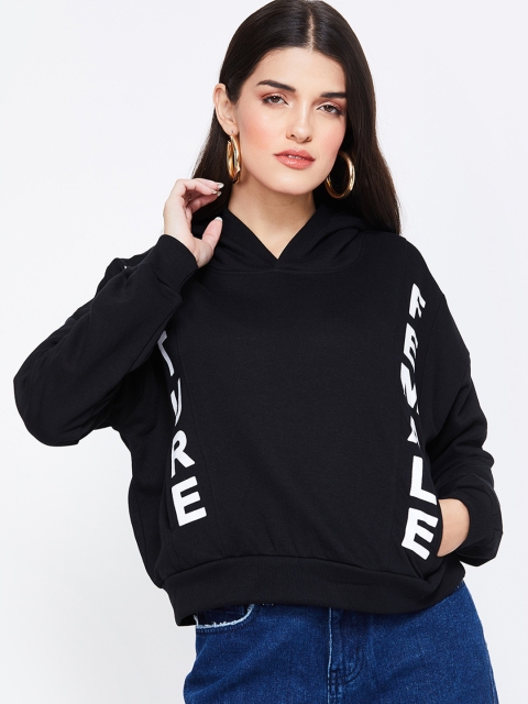 

Ginger by Lifestyle Women Black Printed Hooded Sweatshirt