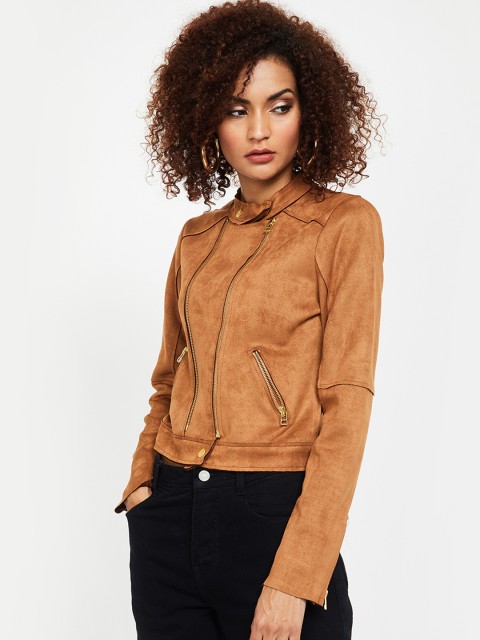 

Ginger by Lifestyle Women Tan Brown Solid Tailored Jacket