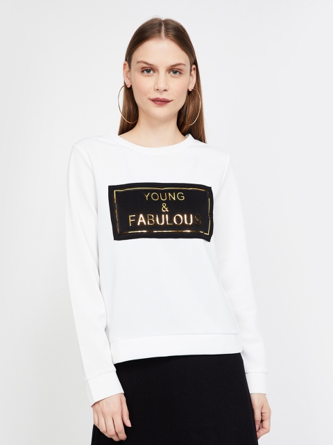 

Ginger by Lifestyle Women White & Black Printed Sweatshirt