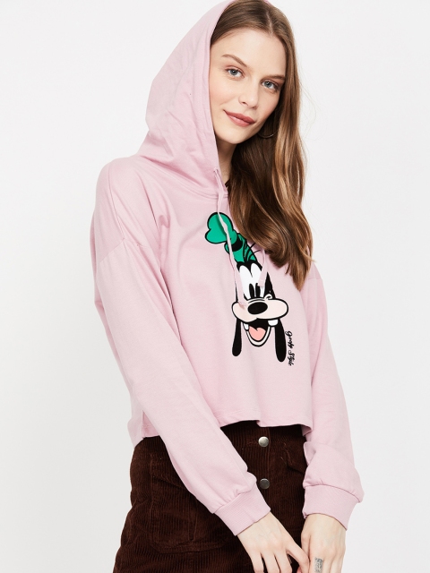 

Ginger by Lifestyle Women Pink Printed Hooded Sweatshirt