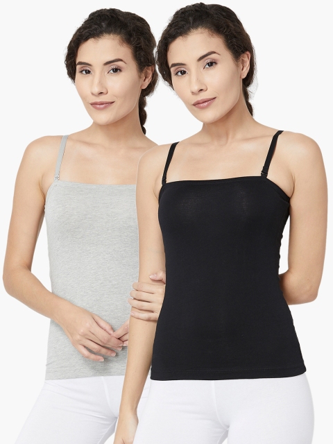 

Ginger by Lifestyle Women Pack of 2 Black & Grey Solid Camisole
