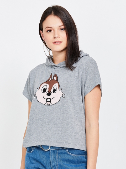 

Ginger by Lifestyle Women Grey Printed Pullover Sweater