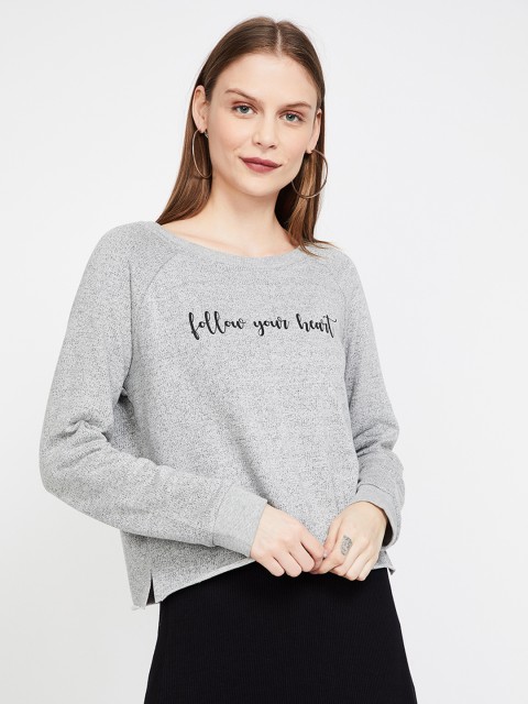 

Ginger by Lifestyle Women Grey Solid Sweatshirt