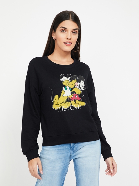 

Ginger by Lifestyle Women Black & Yellow Mickey Mouse Printed Sweatshirt