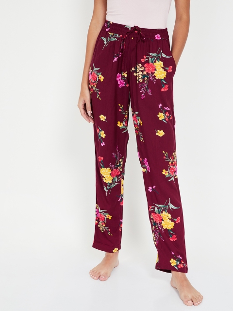 

Ginger by Lifestyle Women Maroon Printed Lounge Pants