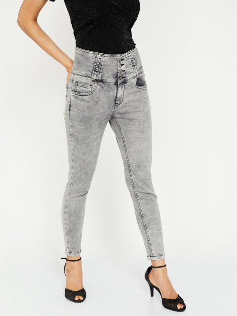 

Ginger by Lifestyle Women Grey Skinny Fit High-Rise Clean Look Jeans