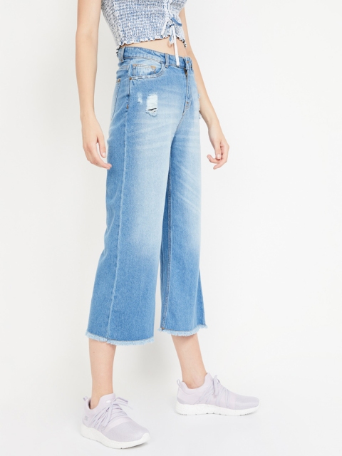 

Ginger by Lifestyle Women Blue Straight Fit Mid-Rise Mildly Distressed Jeans