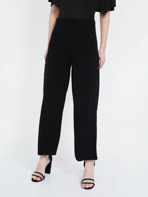 

Ginger by Lifestyle Women Black Regular Fit Solid Regular Trousers