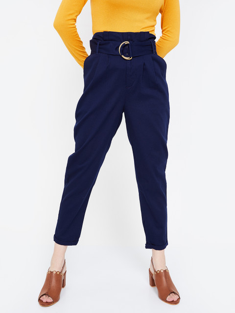 

Ginger by Lifestyle Women Blue Regular Fit Solid Peg Trousers