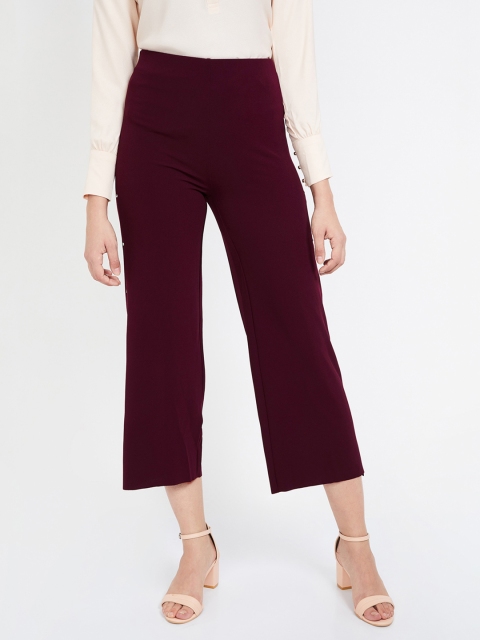 

Ginger by Lifestyle Women Maroon Regular Fit Solid Regular Trousers