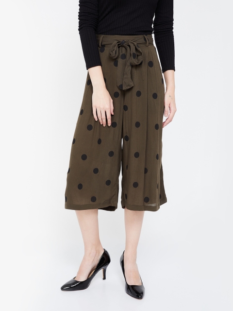 

Ginger by Lifestyle Women Olive Brown Regular Fit Printed Culottes