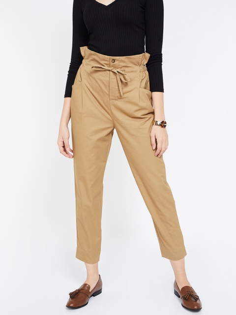 

Ginger by Lifestyle Women Beige Solid Regular Trousers