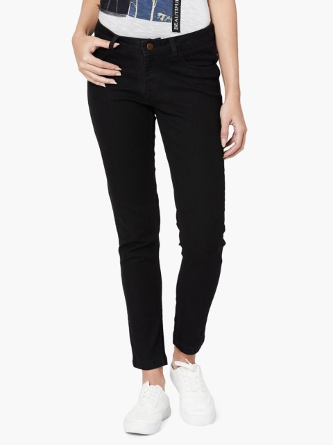 

Ginger by Lifestyle Women Black Skinny Fit Mid-Rise Clean Look Jeans