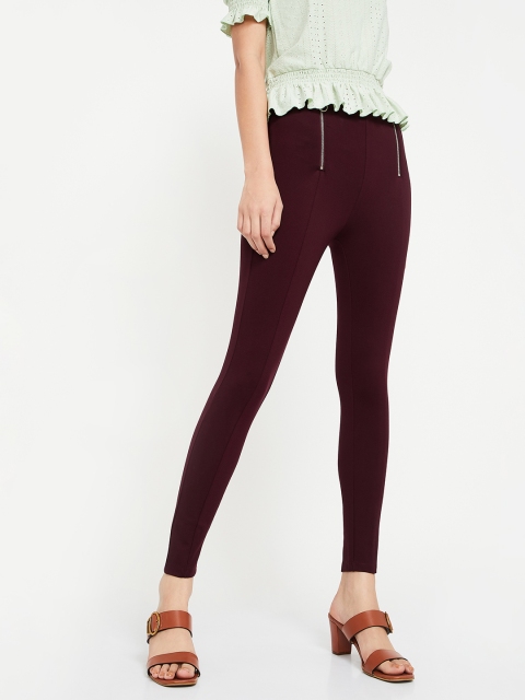 

Ginger by Lifestyle Women Maroon Regular Fit Solid Regular Trousers