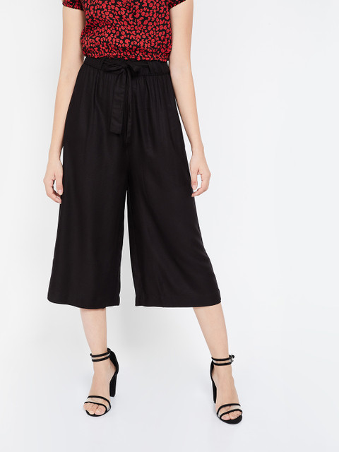 

Ginger by Lifestyle Women Black Regular Fit Solid Culottes