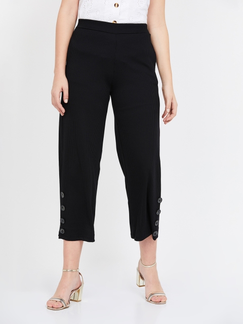 

Ginger by Lifestyle Women Black Regular Fit Solid Parallel Trousers