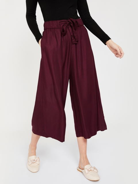 

Ginger by Lifestyle Women Maroon Regular Fit Solid Culottes