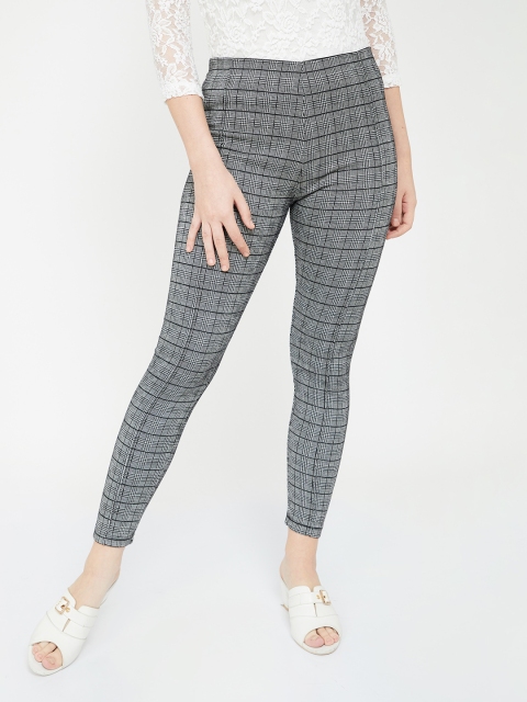 

Ginger by Lifestyle Women Grey Skinny Fit Checked Regular Trousers