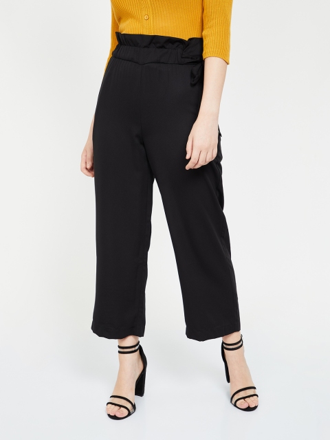 

Ginger by Lifestyle Women Black Regular Fit Solid Regular Trousers