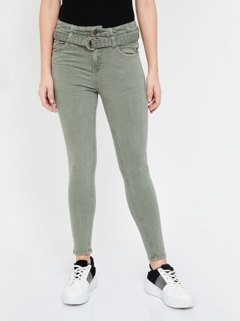 

Ginger by Lifestyle Women Olive Green Slim Fit Mid-Rise Clean Look Jeans