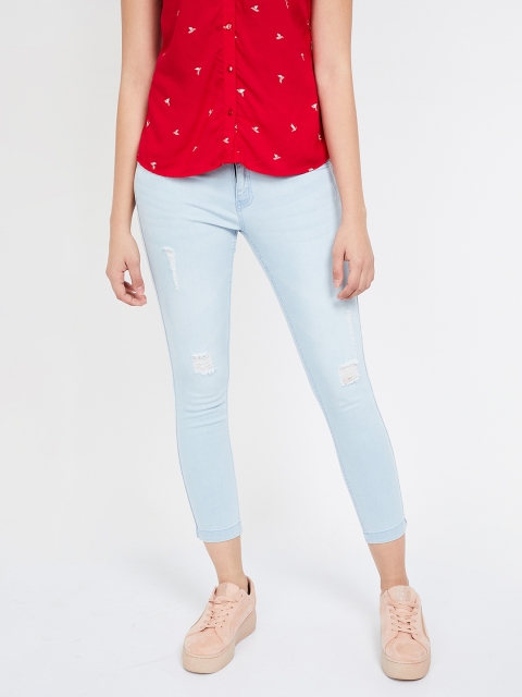 

Ginger by Lifestyle Women Blue Skinny Fit Mid-Rise Low Distress Jeans