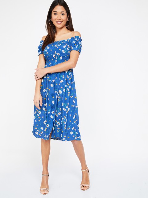 

Ginger by Lifestyle Women Blue Printed Fit and Flare Dress