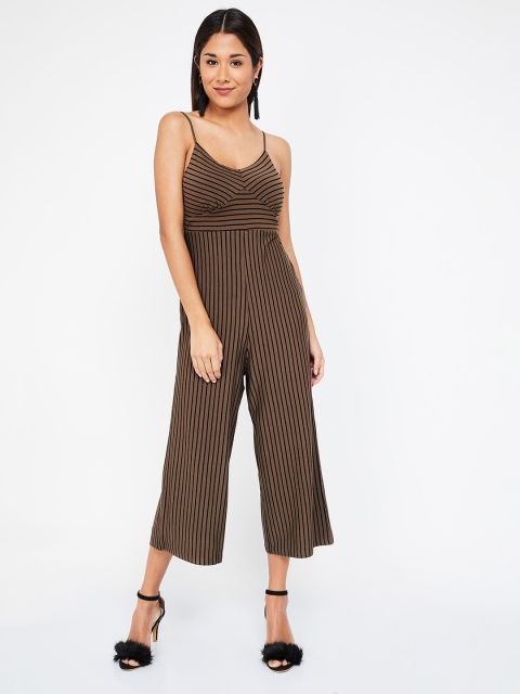 

Ginger by Lifestyle Women Olive Green Striped Basic Jumpsuit